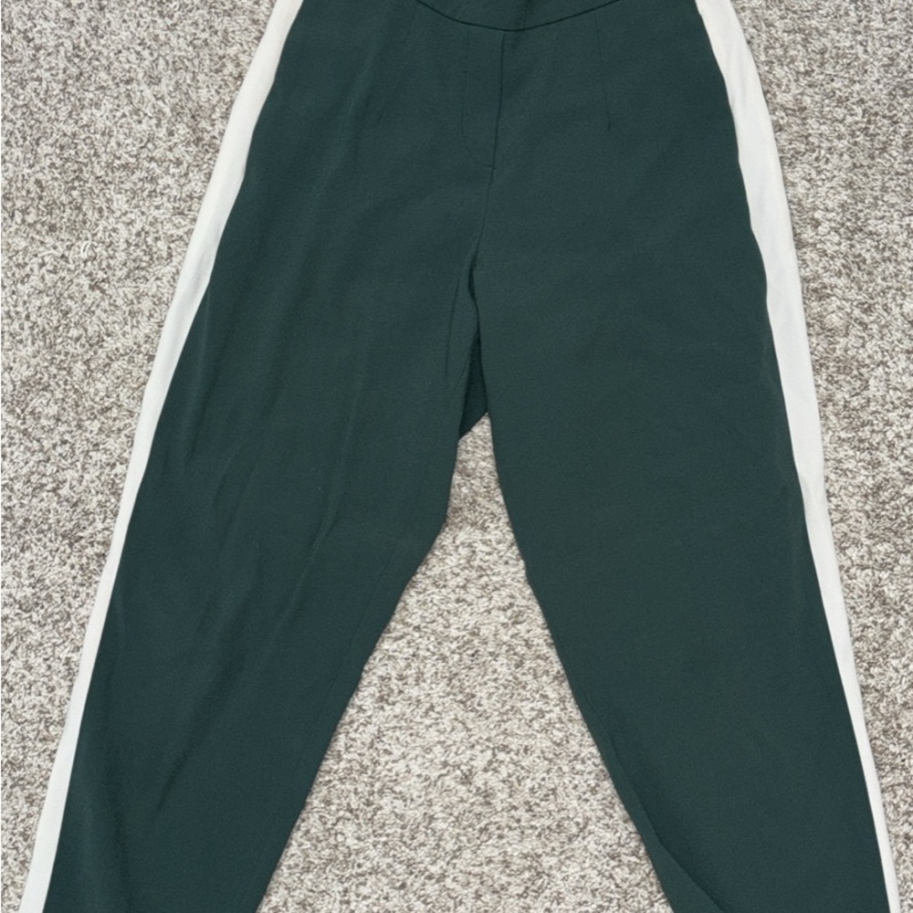 Babaton Green Pants with White Stripes